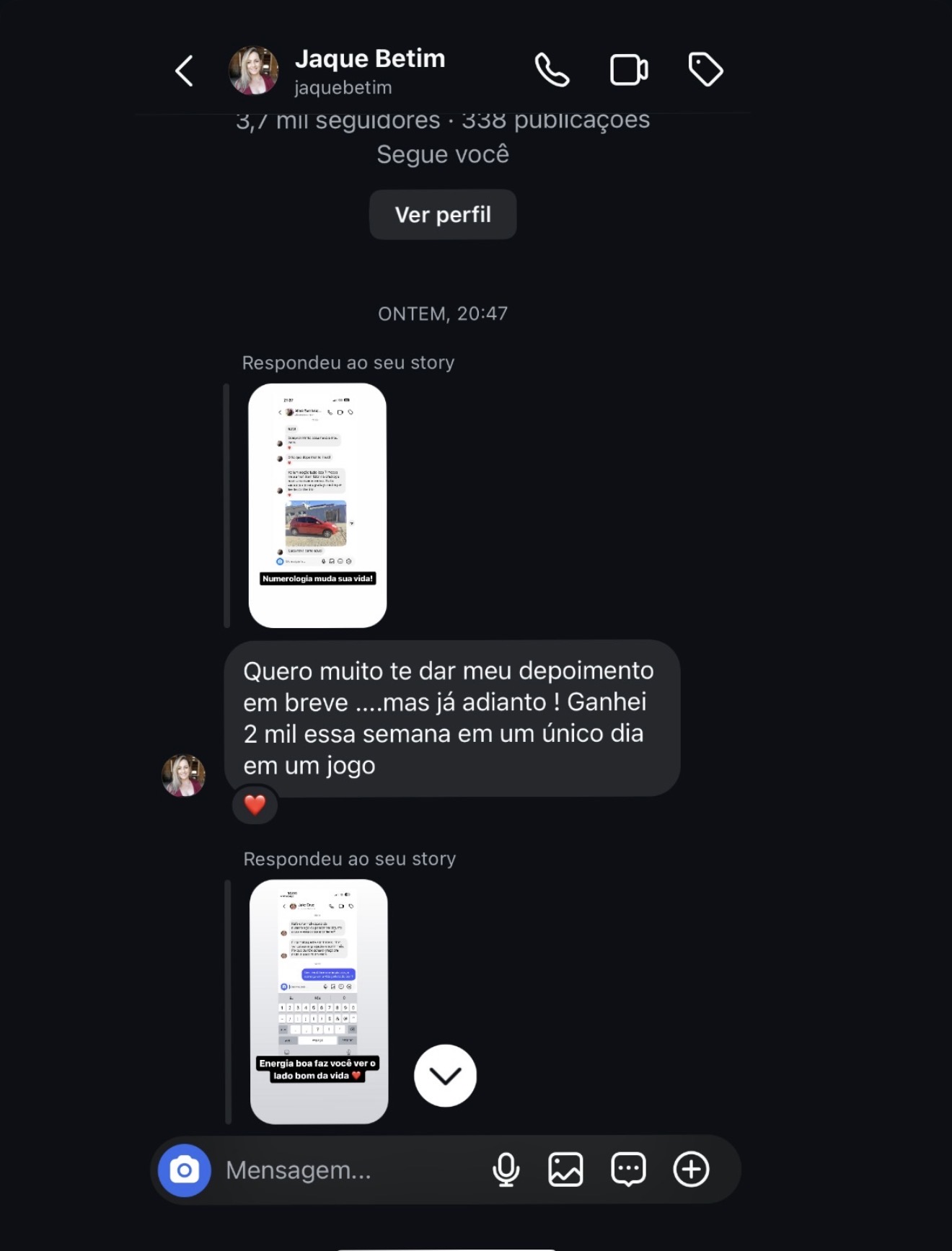 Depoimento de aluna 5